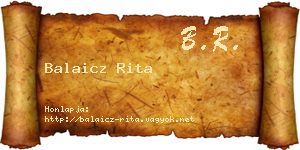 Balaicz Rita névjegykártya